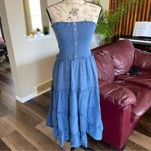 Mlle Gabrielle Denim Tube Midi-Dress Size Medium